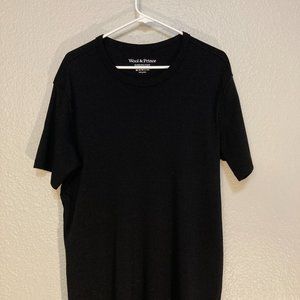 Wool & Prince Black Heavy Crew Neck Tee Large